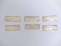 Alternative view of Antique Chinese INDIVIDUAL Mother Of Pearl Lattice Edged Rectangular Wise Man Garden Gaming Chip Counter Token Engraved c1850s