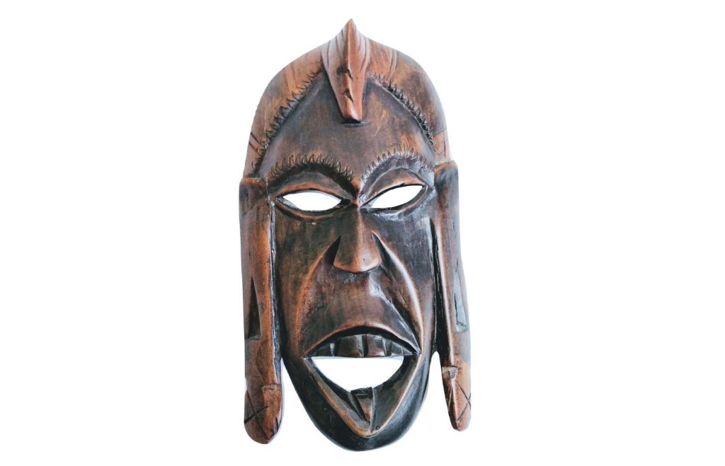 Vintage African Wooden Mask Hanging Wall Hanging Decor Carved Statue Carving Sculpture Wood Tribal Art c1970-80’s