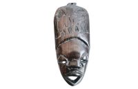 Vintage African Wooden Mask Hanging Wall Hanging Decor Carved Statue Carving Sculpture Wood Tribal Art c1970-80's