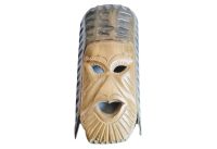 Vintage South Pacific Oceania Folklore Inspired Decorative Wooden Mask Wall Hanging Decor Carving Sculpture Wood Art c1990's