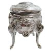 Antique French Silver Plated Jewellery Jewelry Box Ring Silk Lined Cushioned Dressing Table Wedding Romantic Gift c1890's