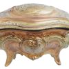 Antique French Gilded Brass Jewellery Jewelry Trinket Box Ring Silk Cushioned Dressing Table Wedding Romantic Gift c1880's