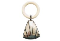 Antique French Silver Newborn Baby Bell Rattle Teething Ring Ornament Pendant Jewellery Jewelry Necklace Hanger Charm 1910's