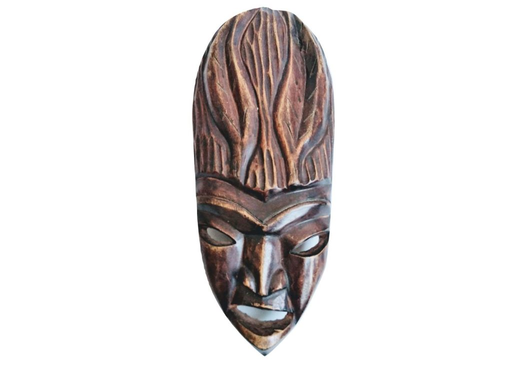 Vintage South Pacific Oceania Islands Decorative Wooden Mask Wall Hanging Decor Carving Sculpture Wood Art c1970-80’s
