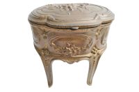 Antique French Gilded Brass Jewellery Jewelry Box Ring Silk Lined Cushioned Dressing Table Wedding Romantic Gift c1890's