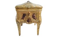 Antique French Gilded Brass Jewellery Jewelry Box Ring Silk Lined Cushioned Dressing Table Wedding Romantic Gift c1890's