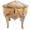 Antique French Gilded Brass Jewellery Jewelry Box Ring Silk Lined Cushioned Dressing Table Wedding Romantic Gift c1890's