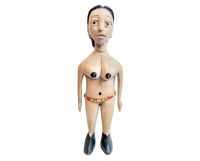 Vintage African Lady Woman Mother Statue Figurine Female Primitive Carving Sculpture Wooden Africa Tribal Art c1970-80's