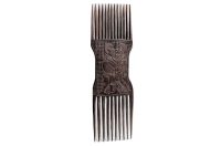 Vintage African Kissing Harvesting Wooden Wood Hair Comb Figurine Primitive Sculpture Carving Tribal Art Decor c1980-90's