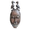 Vintage African Male Man Wooden Wood Mask Statue Figurine Primitive Sculpture Carving Tribal Wall Art Decor c1970-80's