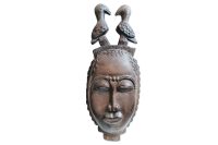 Vintage African Male Man Wooden Wood Mask Statue Figurine Primitive Sculpture Carving Tribal Wall Art Decor c1970-80's