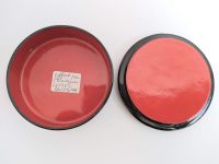 Alternative view of Vintage Greek Enamel Wooden Small Lidded Pill Box Case Jewellery Trinket Ring Dish Box Pot Black Red circa 1990's