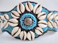 Alternative view of Vintage Nepalese Shell Bead Decorated Encrusted Decorative Belt Sash Cummerbund Traditional Outfit Display Nepal c1980-90's