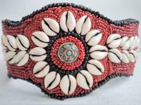 Alternative view of Vintage Nepalese Shell Bead Decorated Encrusted Decorative Belt Sash Cummerbund Traditional Outfit Display Nepal c1980-90's