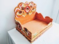 Alternative view of Vintage Moroccan Painted Vegetable Wooden Wood Stand Shelf Display Rack Kitchen Display Sideboard Standing circa 1980-90's