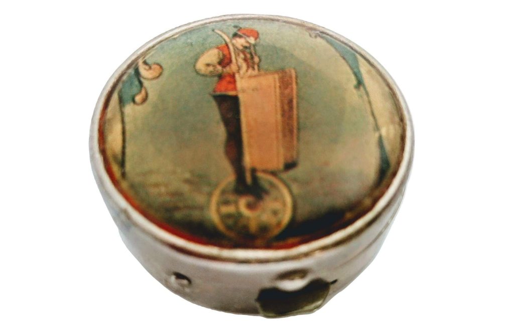 Vintage French Silver Metal Small Circular Lidded Presentation Box Case Jewellery Trinket Dish Pot Pill c1950-60’s