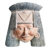 Vintage South American Aztec Influence Decorative Clay Mask Wall Hanging Decor Carving Sculpture Tribal Art c1960-70's