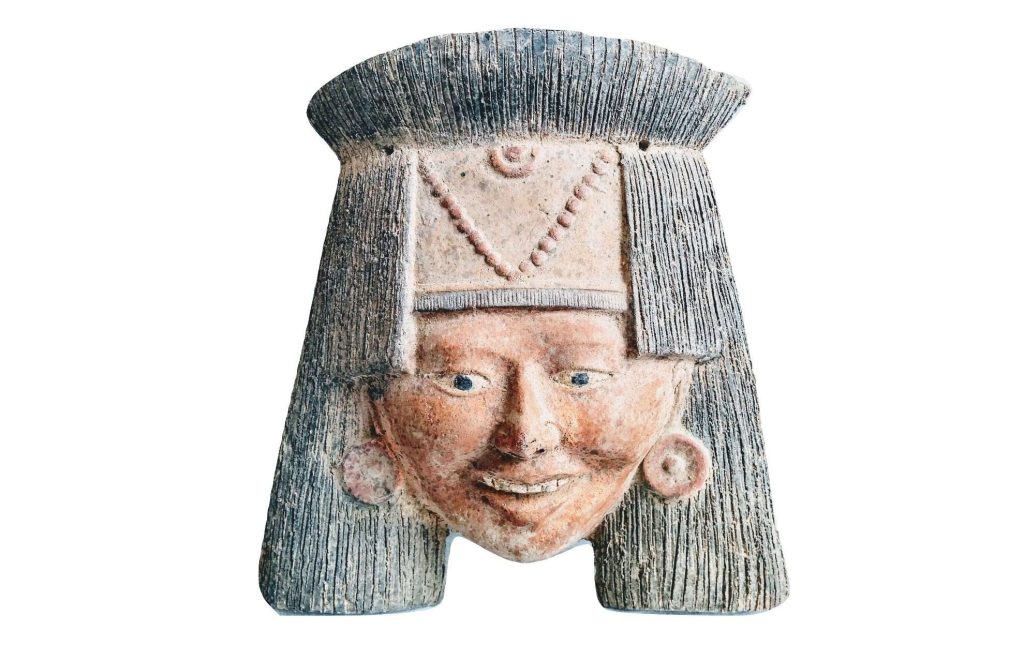 Vintage South American Aztec Influence Decorative Clay Mask Wall Hanging Decor Carving Sculpture Tribal Art c1960-70’s