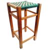 Vintage English Wooden Brown Natural Wood Woven String Stool Chair Stand Display Rest Plinth Seating circa late 1960-70's