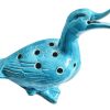 Vintage Chinese Aqua Blue Ceramic Glazed Duck Flower Frog Jar Pot Vase Storage Display Mantlepiece circa 1950-60's