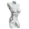 Vintage French Mirror Tile Covered White Plaster Female Form Torso Manequin Disco Display With Lamp Fitting c1990's