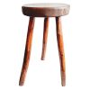 Vintage French Wooden Brown Natural Wood Tall Stool Chair Stand Pot Plant Display Rest Plinth Seating Prop circa 1960-1970's