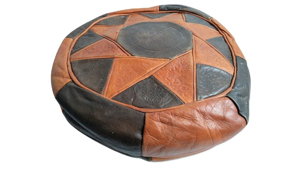Vintage Moroccan Worn Small Pillow Cushion Poufe Foot Rest Footrest Middle Eastern Display Prop circa 1970-80’s