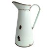 Vintage French enamel rusty dusty metal lime green metal watering water milk jug can carafe pitcher vase circa 1930-40's