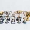 Vintage English Silver Metal Trophy Cup Collection x 10 Job Lot Award Prize Presentation Tarnish Patina Pot Display c1940-80's