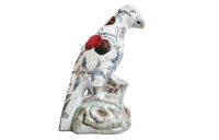 Vintage Chinese Ceramic Imari Colourful Bird Parrot Figurine Ornament Decor Design Animal Green Red White c1950's