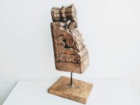 Alternative view of Antique Indian Wooden Decorative Feature Part On Display Plinth Carving Sculpture Wooden Tribal Primitive Interior c1910's