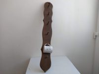 Alternative view of Vintage French Wood Wall Mounted Cup Coat Peg Hanging Hook Shelf Coat Towel Hanger Decor Display Kitchen c1960-70's