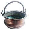 Antique French Large Copper Iron Hanging Saucepan Bowl Dish Fireplace Cooking Pot Flower Plant Decorative Display c1910-20's