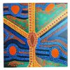 Vintage French Australian Style Acrylicl Dot Painting On Canvas Path Spiritual Bright Colourful Trans Tribal Large c1990's