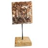 Antique Indian Wooden Decorative Feature Part On Display Plinth Carving Sculpture Wooden Tribal Primitive Interior c1910's