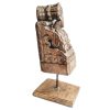 Antique Indian Wooden Decorative Feature Part On Display Plinth Carving Sculpture Wooden Tribal Primitive Interior c1910's