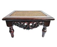 Vintage French Wooden Brown Natural Wood Small Woven Top Side Table Stand Display Rest Plinth Prop circa 1980-1990's