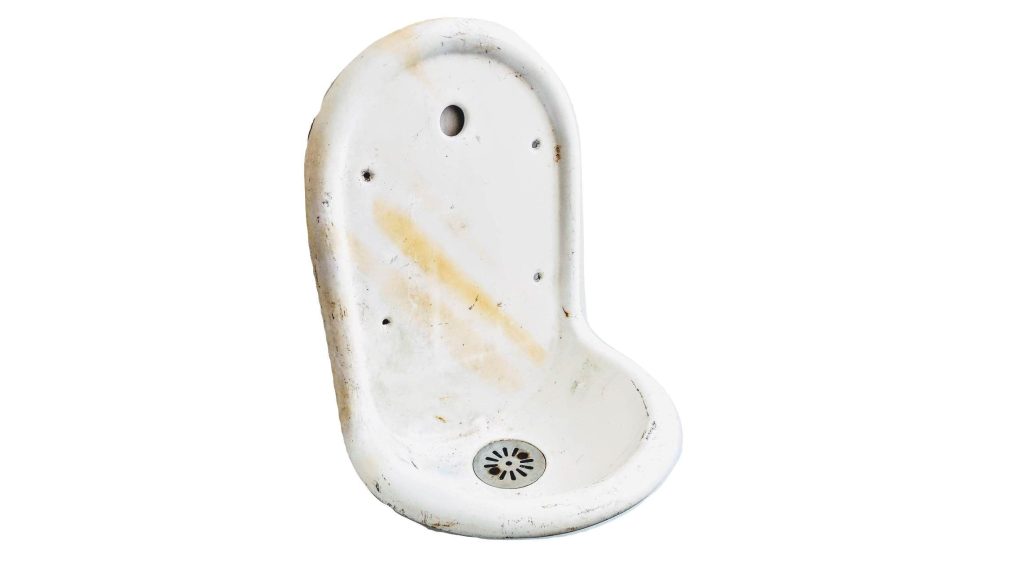 Vintage French Large Heavy Cast Iron White Enamel Garden Sink Lavabo Hand Basin Toilet Cloakroom Water Feature c1920-40’s