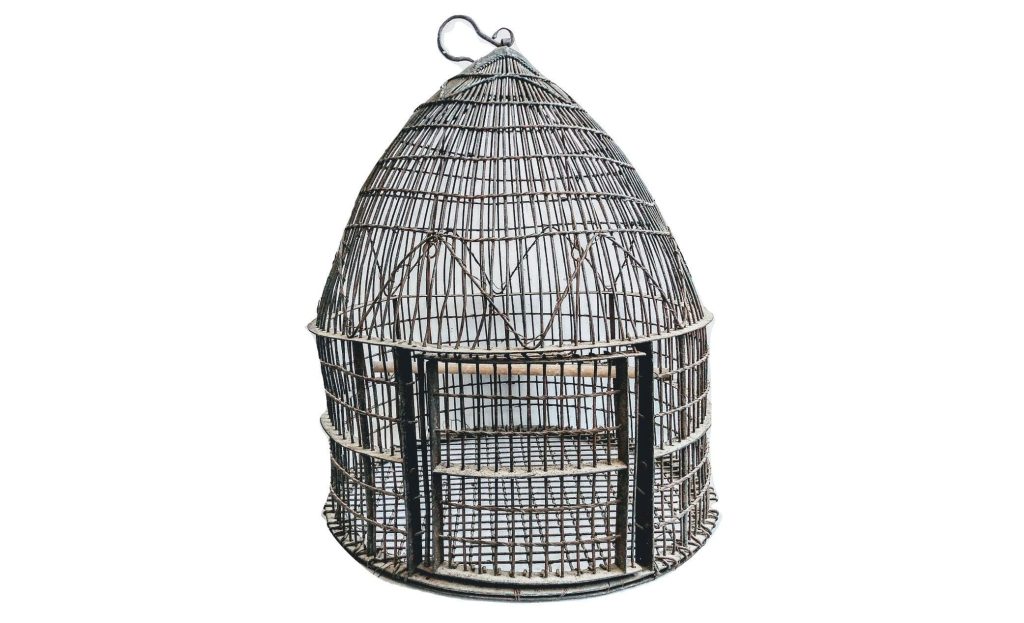 Antique French Large Wood Metal Song Bird Cage Aviary Collector Keeper Historical Gift Prop Decor Traditional c1880-1900’s 2