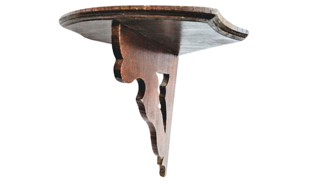 Vintage French Small Wooden Wood Wall Mounted Corner Shelf Support Display Wall Hanging Display Decor Finishing circa 1920's