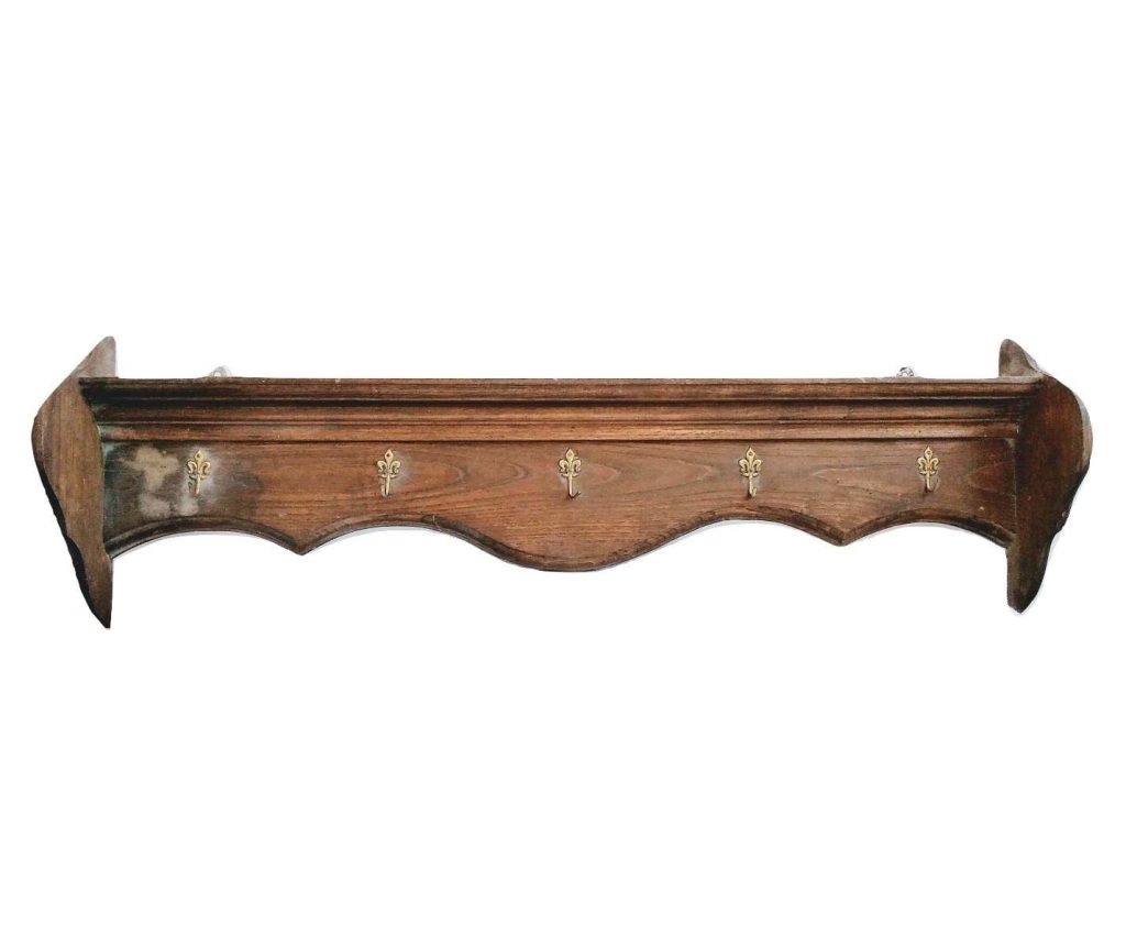 Vintage French Large Brown Wood Coat Hook Hooks Pegs Hangers Rail Hanger Decor Display Hallway Cloakroom Kitchen c1960-70's