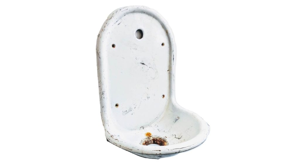 Vintage French Large Heavy Cast Iron White Enamel Garden Sink Lavabo Hand Basin Toilet Cloakroom Water Feature c1920-40’s 2