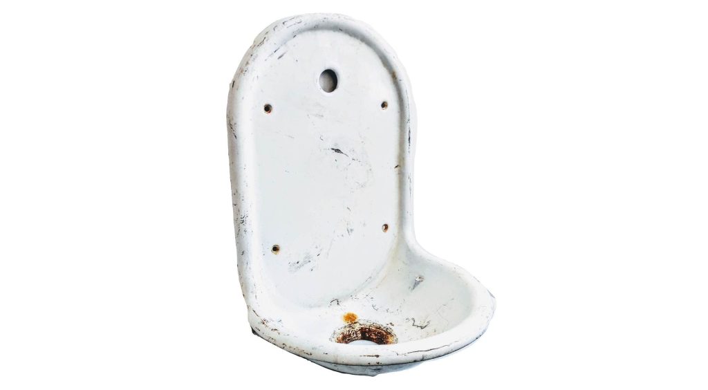 Vintage French Large Heavy Cast Iron White Enamel Garden Sink Lavabo Hand Basin Toilet Cloakroom Water Feature c1920-40’s