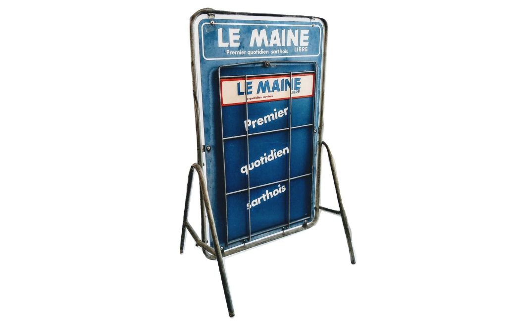 Vintage French Le Maine Libre Large Shop Newspaper Headline Advertising Sign Heavy Metal Display Industrial c1960-70’s 2
