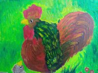 Alternative view of Vintage French Chicken Rooster Cock Colourful Acrylic Paint Painting Art Garden Farm Rural Rustic circa 1990's