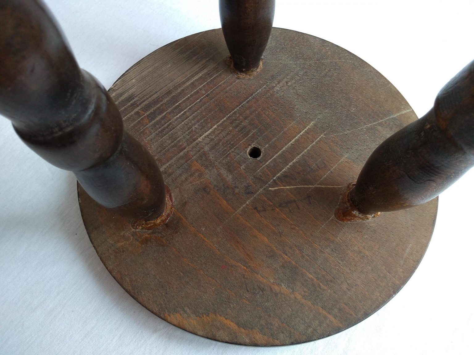 Vintage French Wooden Brown Natural Wood Small Milking Stool Chair ...