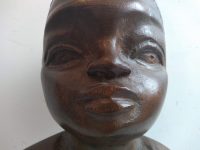 Alternative view of Vintage French F Des fontaines Boy Bust Wooden Statue Figurine Carving Sculpture Wood Decorative Ornament Display c1960-70's