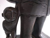 Alternative view of Vintage Indonesian South Pacific Oceania Woman With Basket & Child Decorative Wooden Decor Carving Sculpture c1980-90's