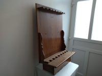 Alternative view of Vintage French Gun Shotgun Stand Rack Display Wood Wooden Eight Gun Locked Ammunition Storage Hunting Lodge c1960-1970's