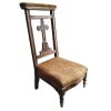 Vintage French Wooden Brown Wood Prayer Praying Kneeling Stool Chair Nursing Childs Seating Kneel Pray Design c1930-40's